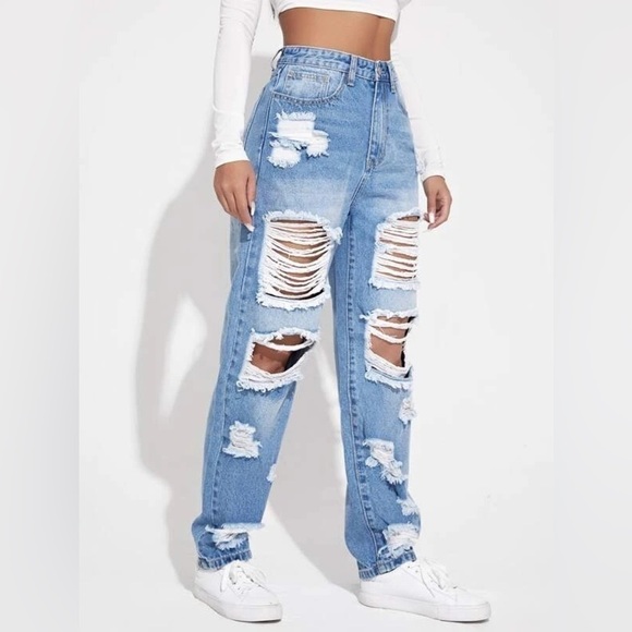 SHEIN Denim - Shein distressed Boyfriend Jeans | SIZE 2
